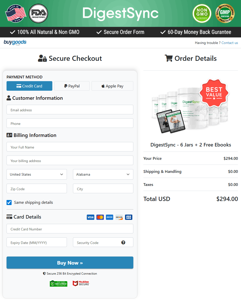 DigestSync Checkout page